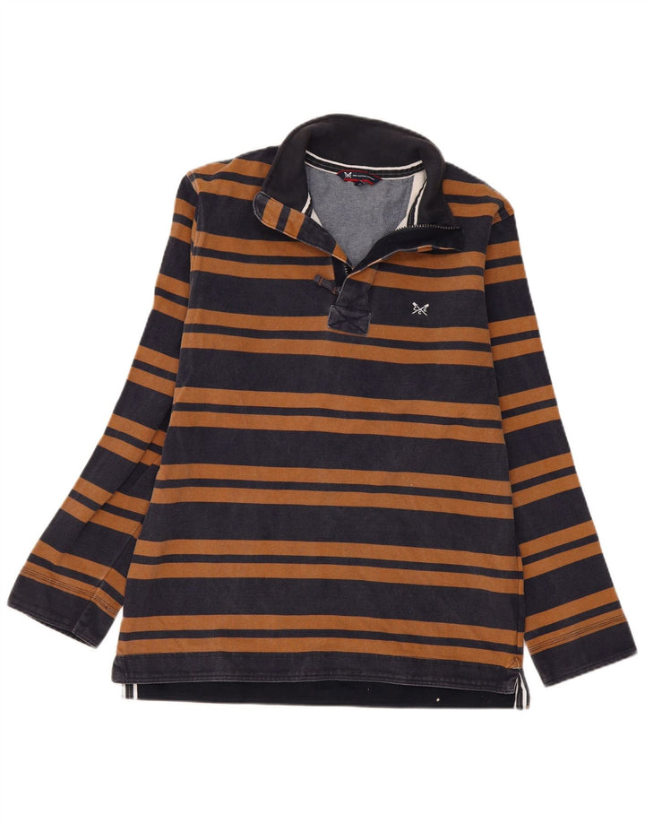 Crew Clothing Sweat-shirt à col zippé pour homme Rayé bleu marine moyen