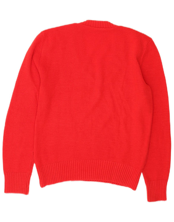 vintage Femme V-Col Jumper Pull UK 16 Grand Rouge