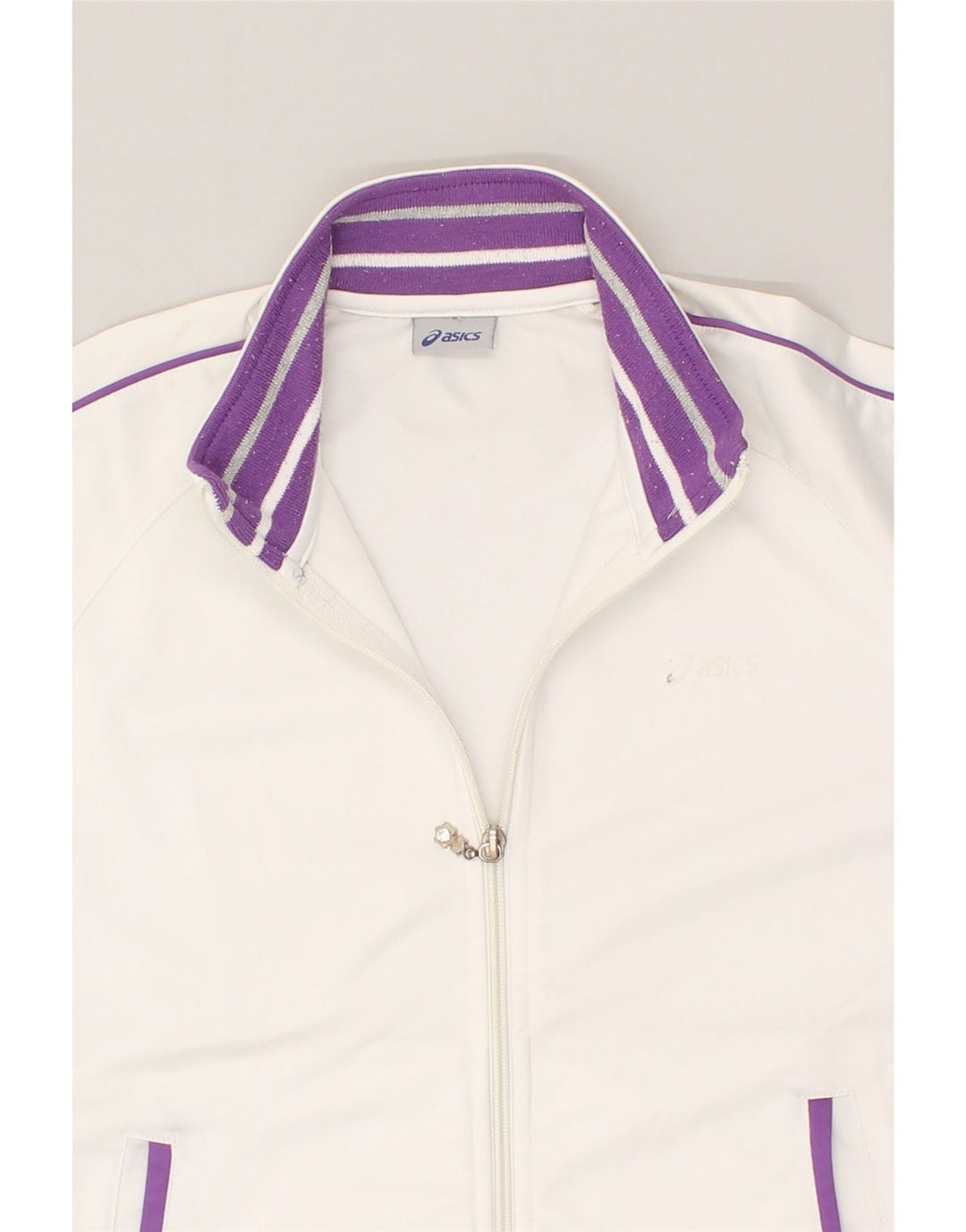 ASICS Girls Tracksuit Top Jacket 11-12 Years White Polyester | Vintage Asics | Thrift | Second-Hand Asics | Used Clothing | Messina Hembry 