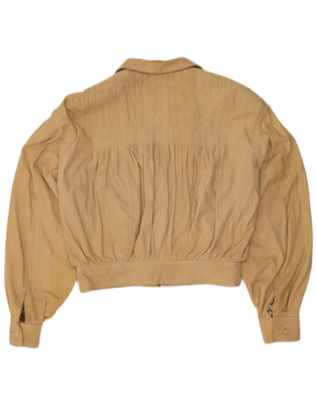 Lamatta Veste bomber surdimensionnée en daim pour femme UK 16 Grand cuir beige