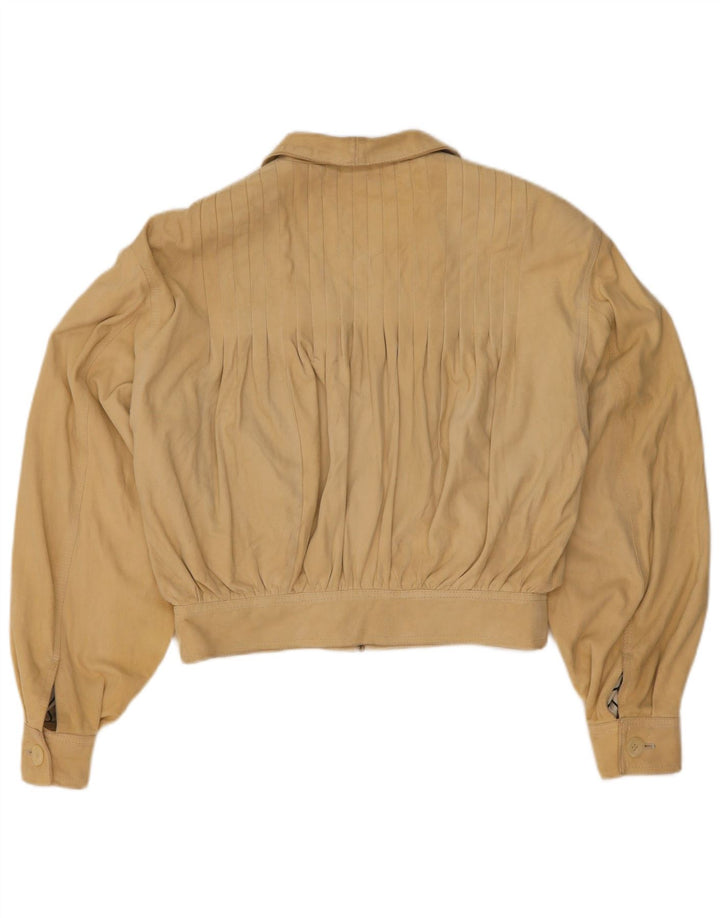 Lamatta Veste bomber surdimensionnée en daim pour femme UK 16 Grand cuir beige