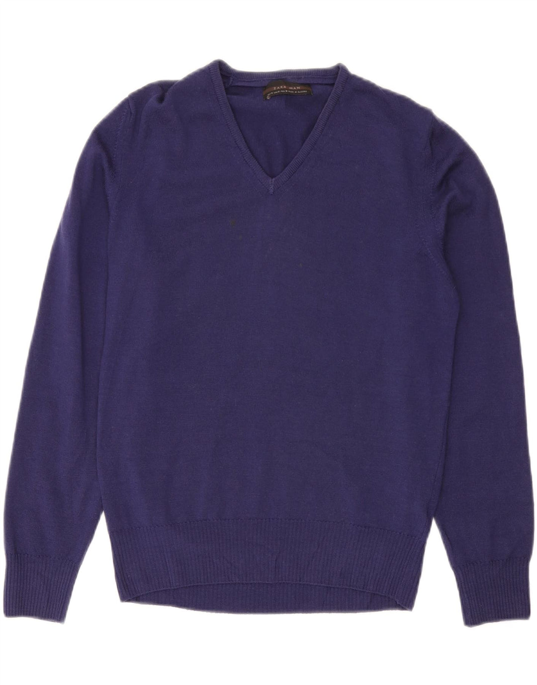 Zara Pull col V en laine violet moyen pour homme