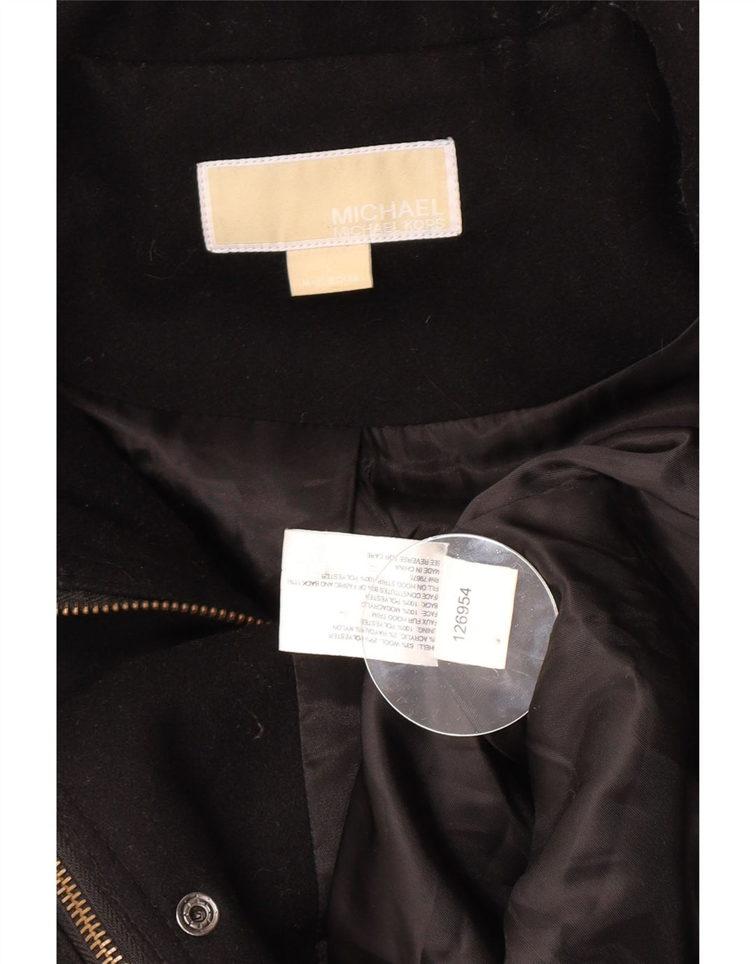 Michael Kors Manteau coupe-vent à capuche pour femme UK 16 Grande laine noire