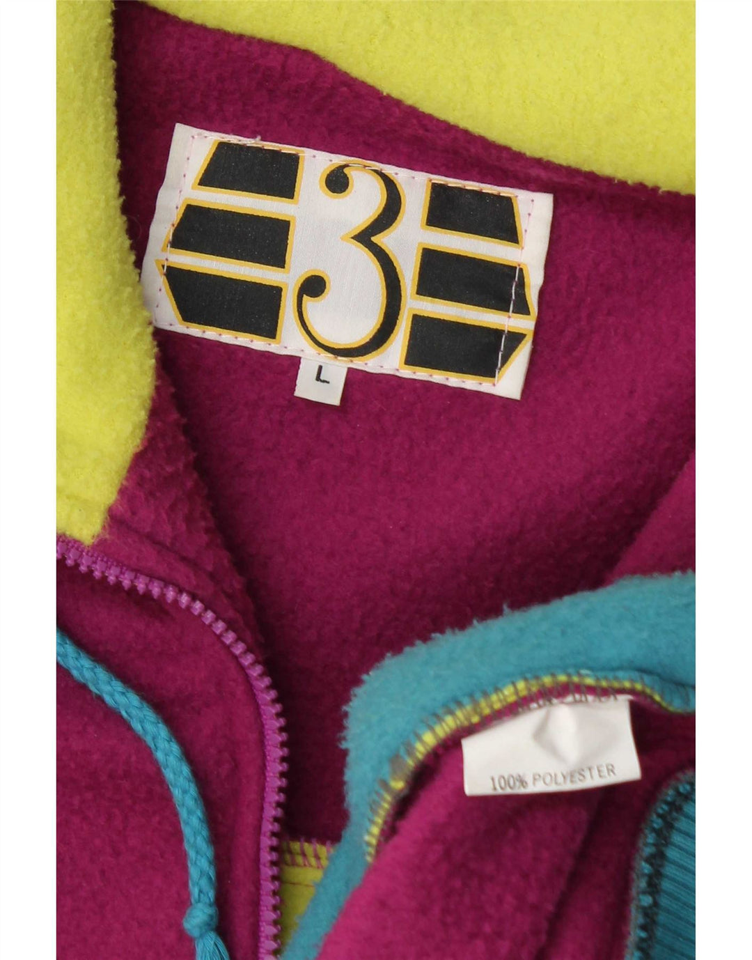 vintage Mens Graphic Fleece Jacket UK 40 Grand Colorblock multicolore