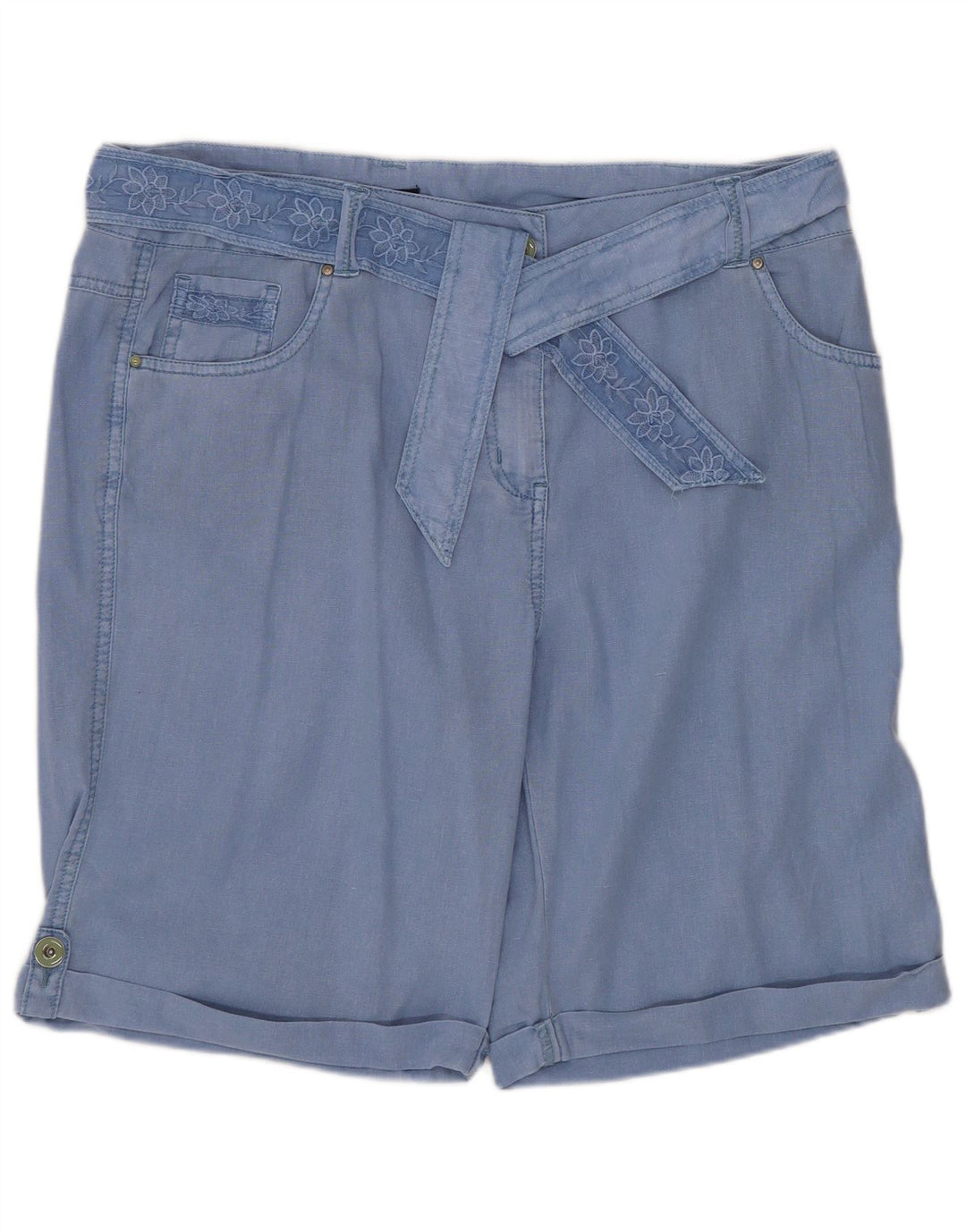 M&Co Short décontracté pour femme UK 14 Large W34 Lin bleu
