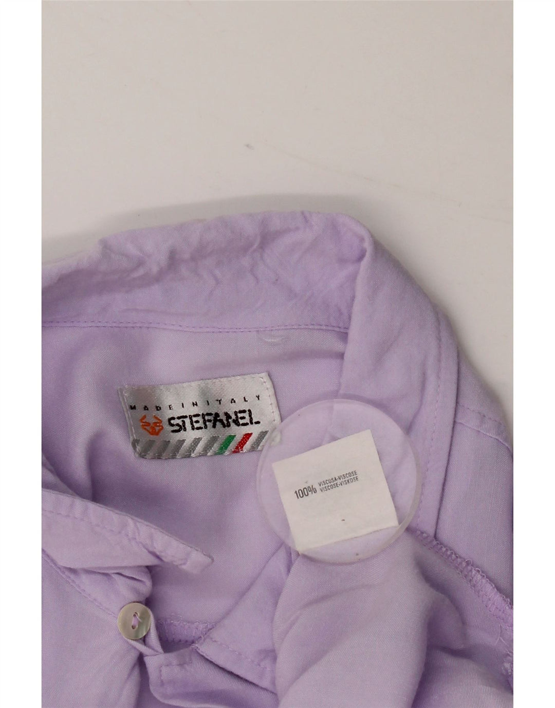 Stefanel Chemise à manches courtes pour homme Large Violet Viscose