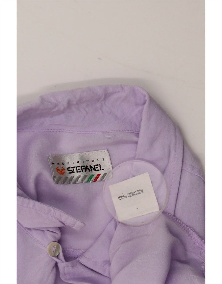 Stefanel Chemise à manches courtes pour homme Large Violet Viscose