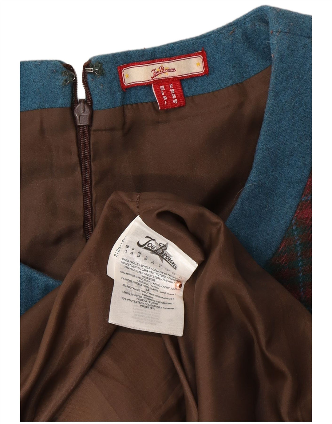 JOE BROWNS Robe fourreau sans manches pour femme UK 12 Polyester à carreaux rouge moyen