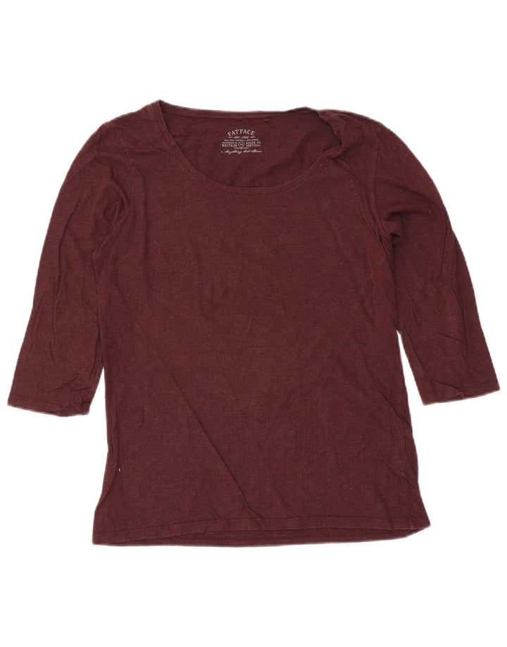Fat Face Haut Femme Manches 3/4 UK 14 Coton Bordeaux Moyen