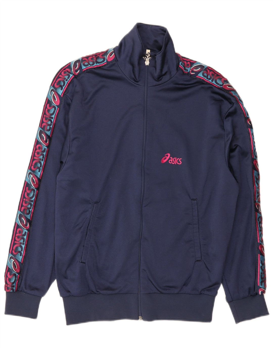 Asics Veste de survêtement graphique pour homme IT 46 Small Bleu marine Colourblock