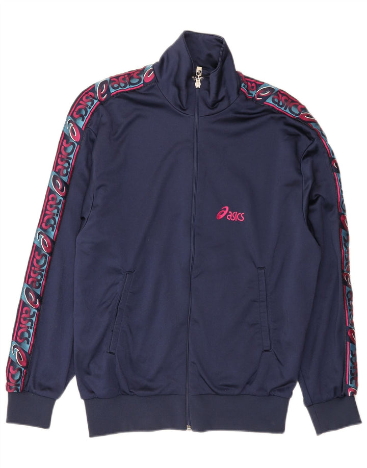 Asics Veste de survêtement graphique pour homme IT 46 Small Bleu marine Colourblock