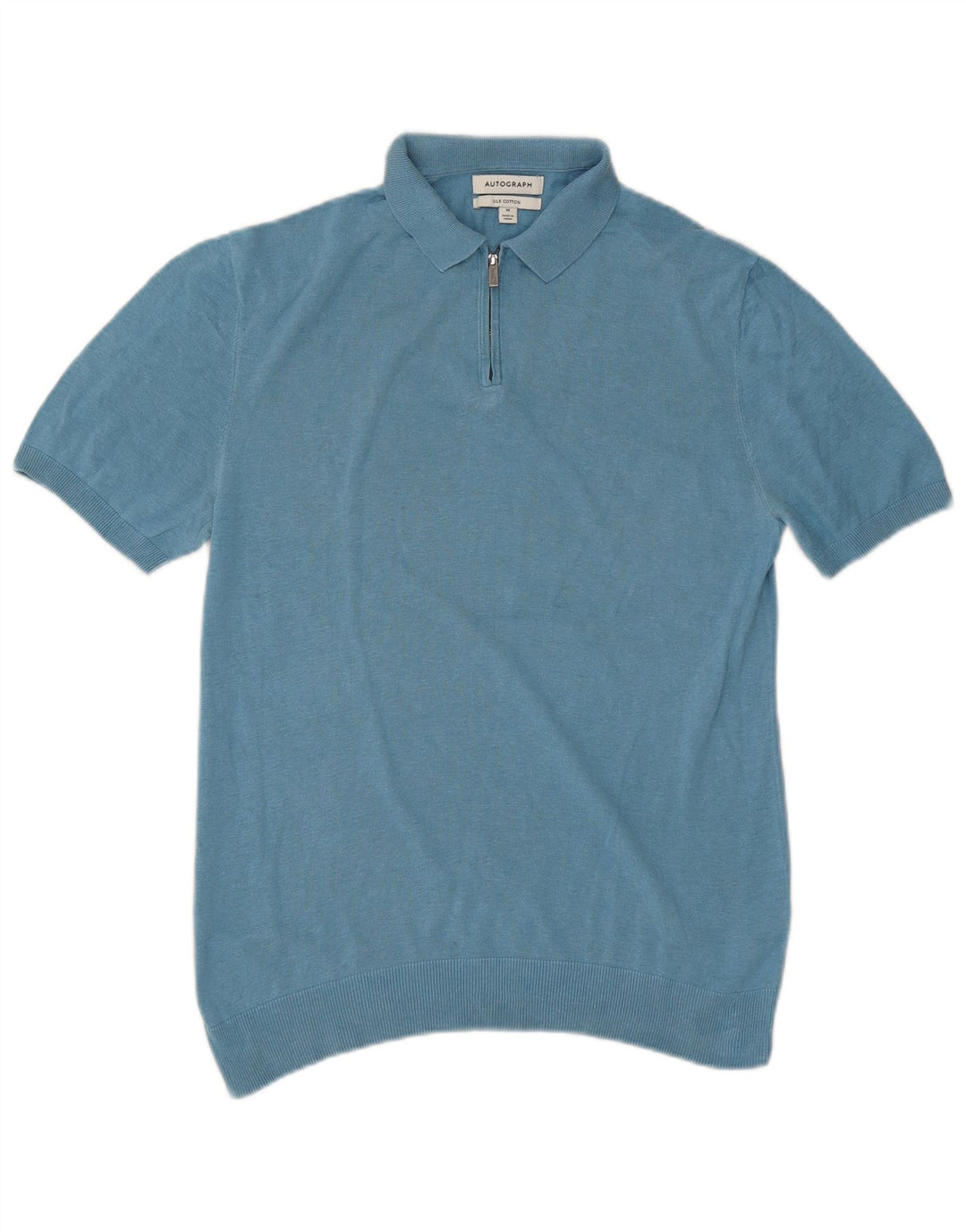 Marks & Spencer Polo Autograph Homme Bleu Moyen Soie