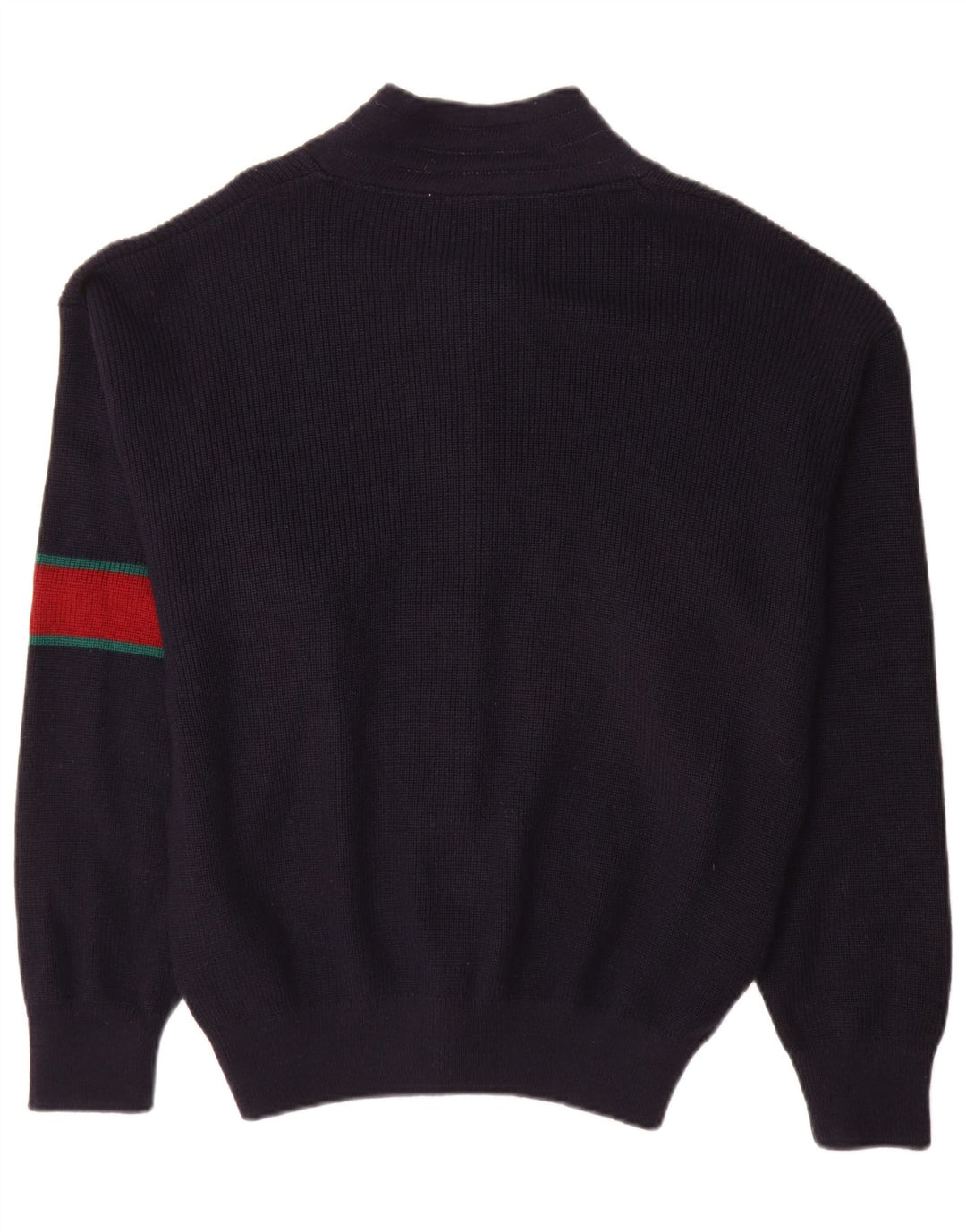 vintage Mens Cardigan Pull Grande Marine Bleu Colourblock Laine