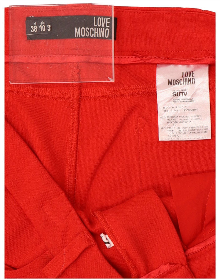 MOSCHINO Pantalon décontracté slim pour femme UK 10 Small W32 L30 Rouge Viscose