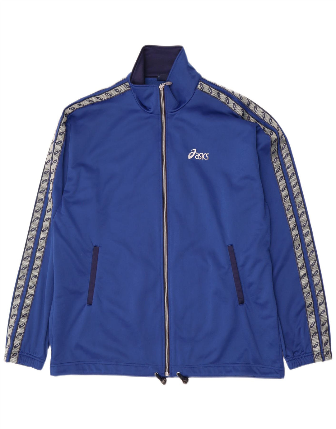 Asics Veste de survêtement graphique pour homme XL Bleu Colorblock Polyester