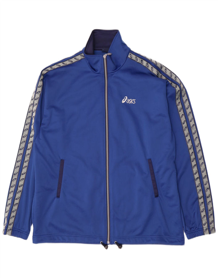 Asics Veste de survêtement graphique pour homme XL Bleu Colorblock Polyester