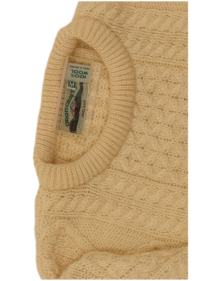 arancrafts Pull à col rond pour homme en laine beige moyen