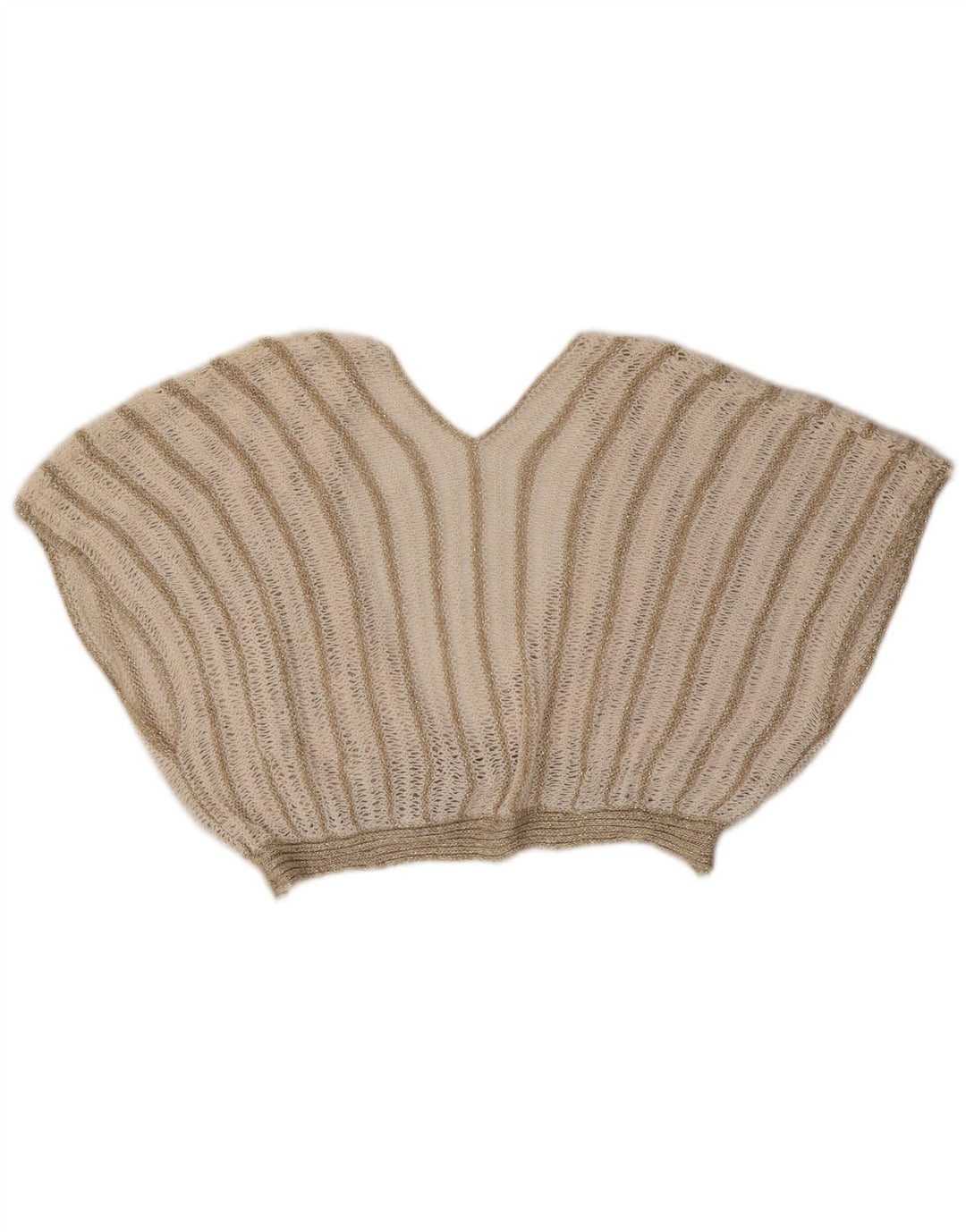 vintage Femme 2 Pièces Jupe Ensemble UK 8 Petit W26 Beige Rayé Acrylique