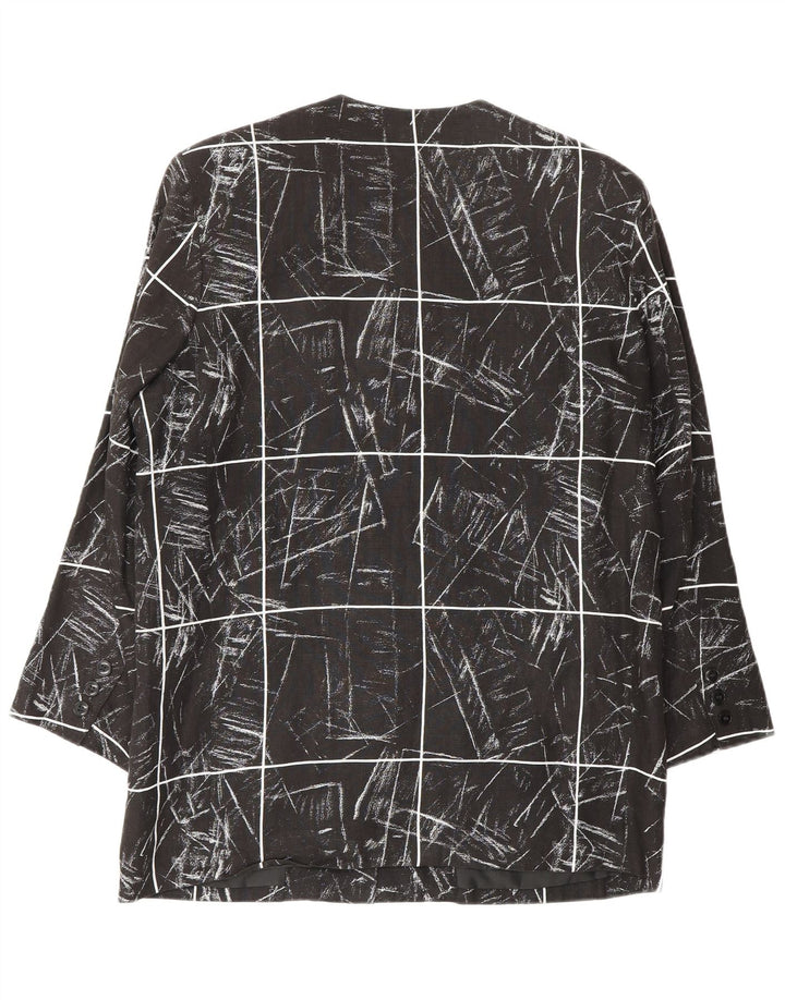 Cacharel Veste blazer à motif abstrait pour femme UK 8 Petit carreaux noirs