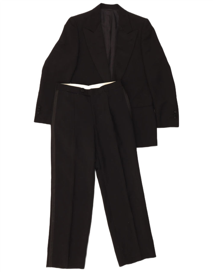 VINTAGE Ensemble 2 pièces 1 bouton pour homme IT 46 Small W29 L29 Laine noire