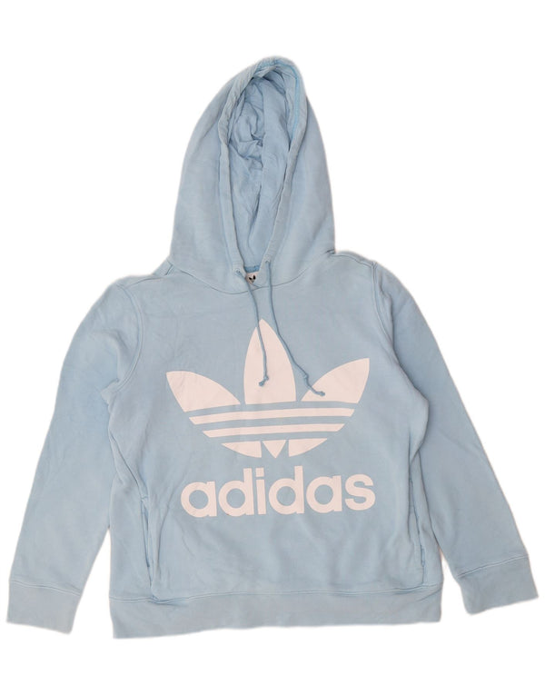 Adidas Pull à capuche graphique pour femme UK 14 Grand Bleu Coton