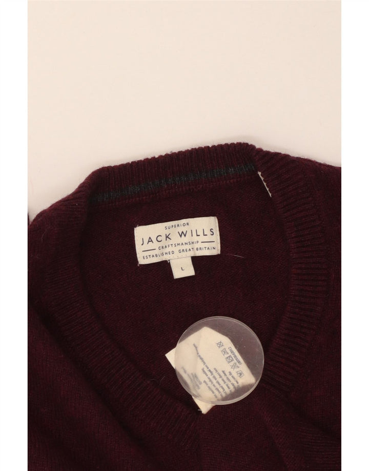 JACK WILLS Pull col en V pour homme en laine mérinos marron