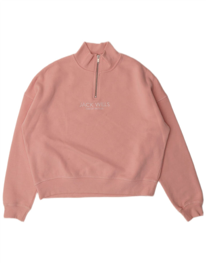 JACK WILLS Womens Oversized Graphic Sweatshirt Jumper UK 10 Small Pink