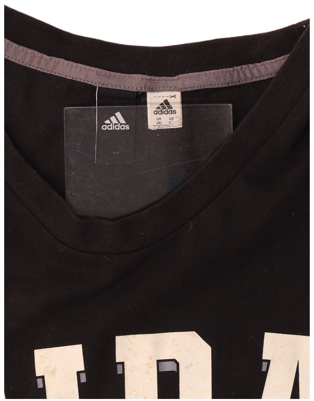 ADIDAS T-Shirt Graphique Homme Top 2XL Coton Noir