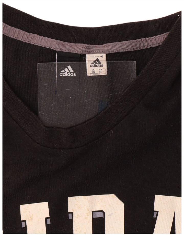 ADIDAS T-Shirt Graphique Homme Top 2XL Coton Noir