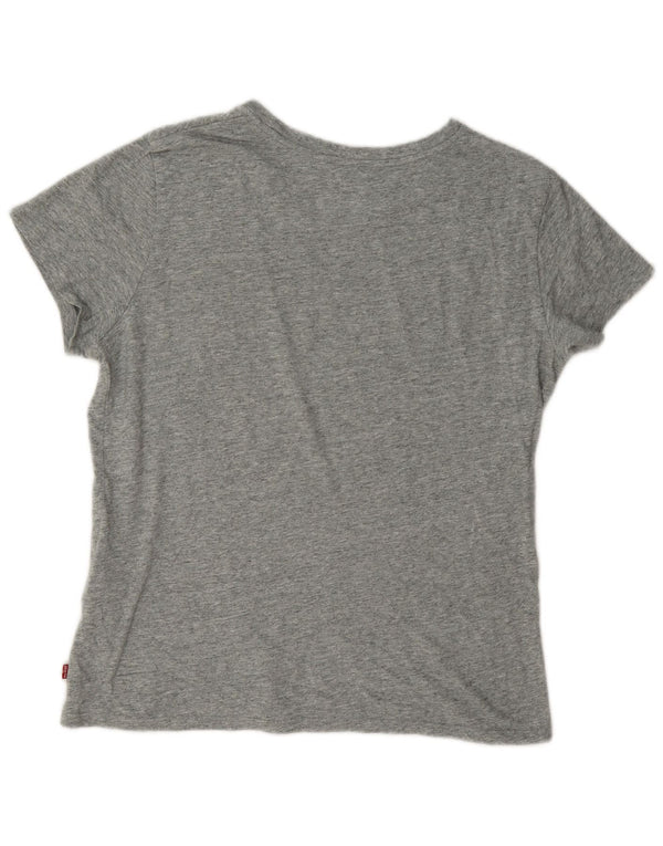 Levi's T-Shirt Graphique Femme UK 14 Gris Moyen Moucheté Coton