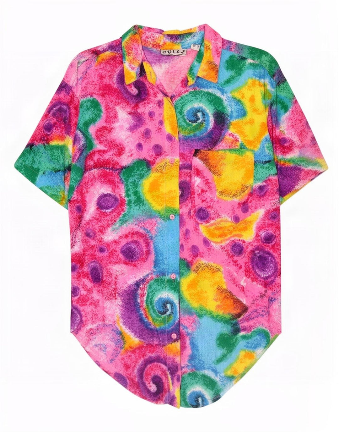 vintage Womens Abstract Pattern Shirt Blouse UK 14 Moyen Multicolore