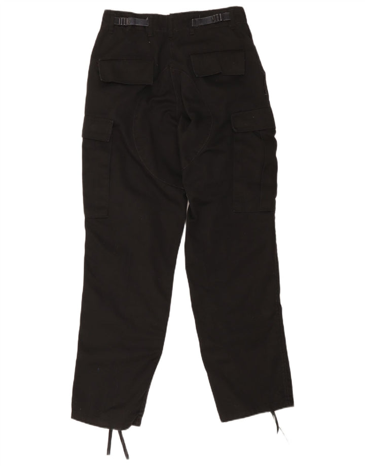 vintage Femmes Pantalon Cargo Régulier Petit W28 L30 Coton Noir
