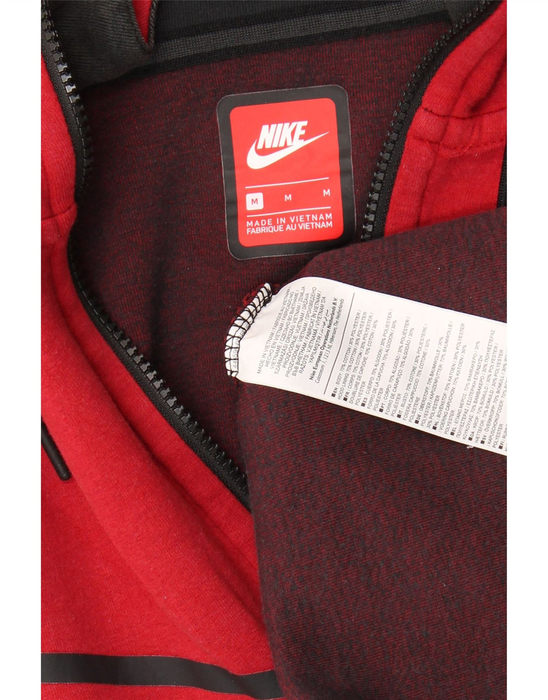NIKE Womens Oversized Zip Hoodie Sweater UK 14 Medium Red Cotton