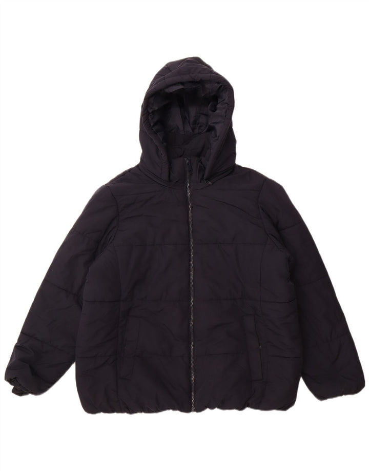 Marks & Spencer Veste matelassée à capuche pour femme UK 18 XL Bleu marine Polyester