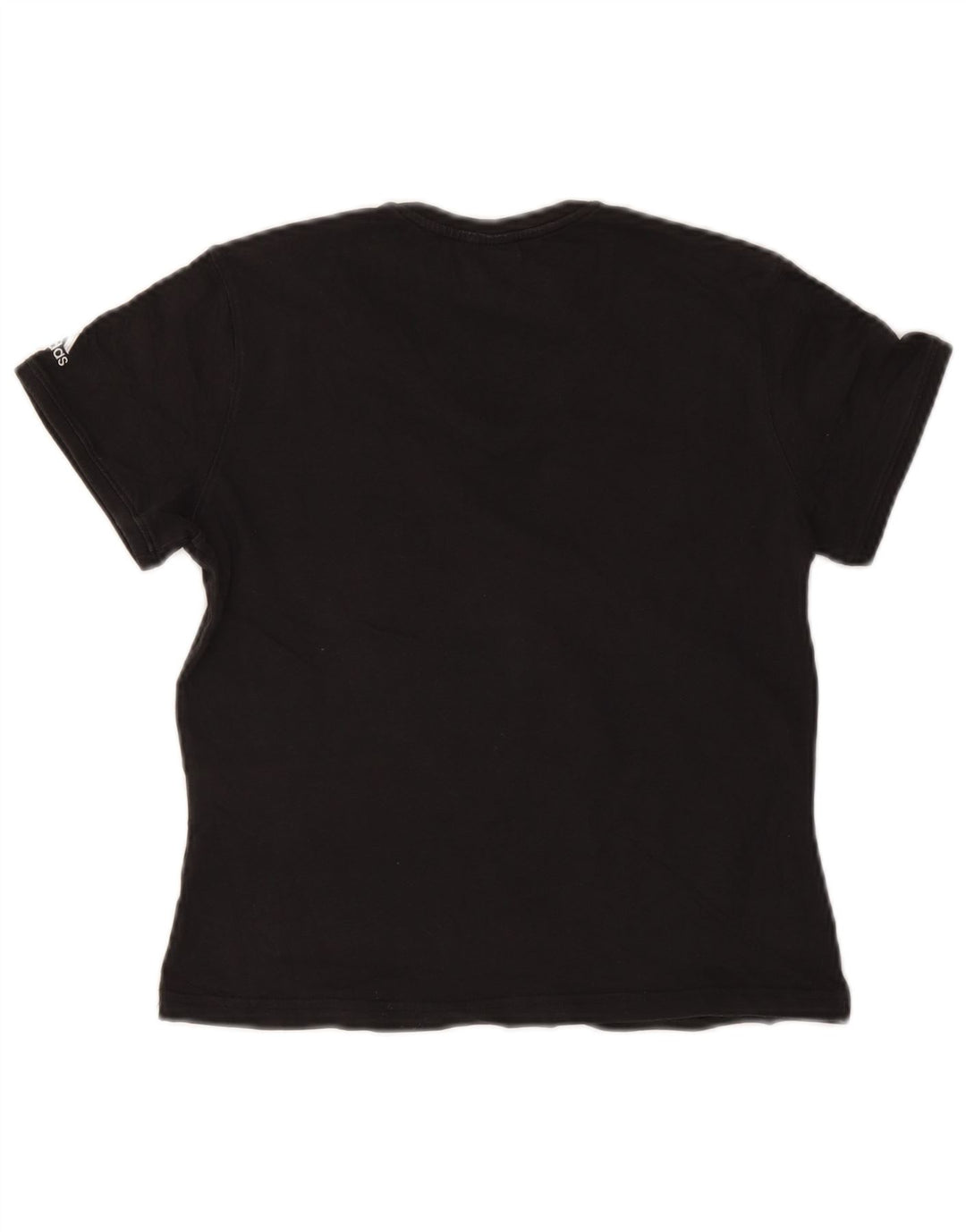 ADIDAS T-shirt court graphique pour femme UK 14 en coton noir moyen