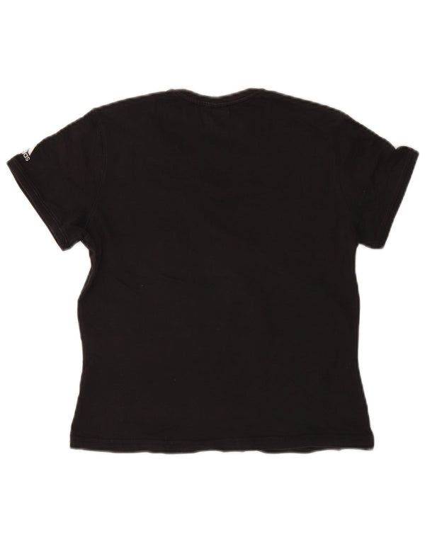ADIDAS T-shirt court graphique pour femme UK 14 en coton noir moyen