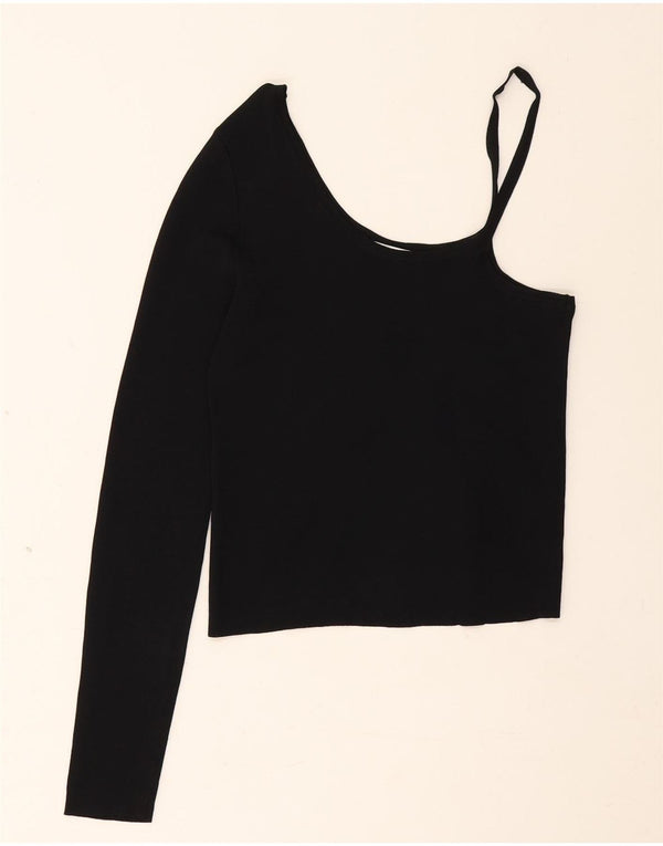 Zara Womens Crop One Épaule Top UK 8 Small Noir