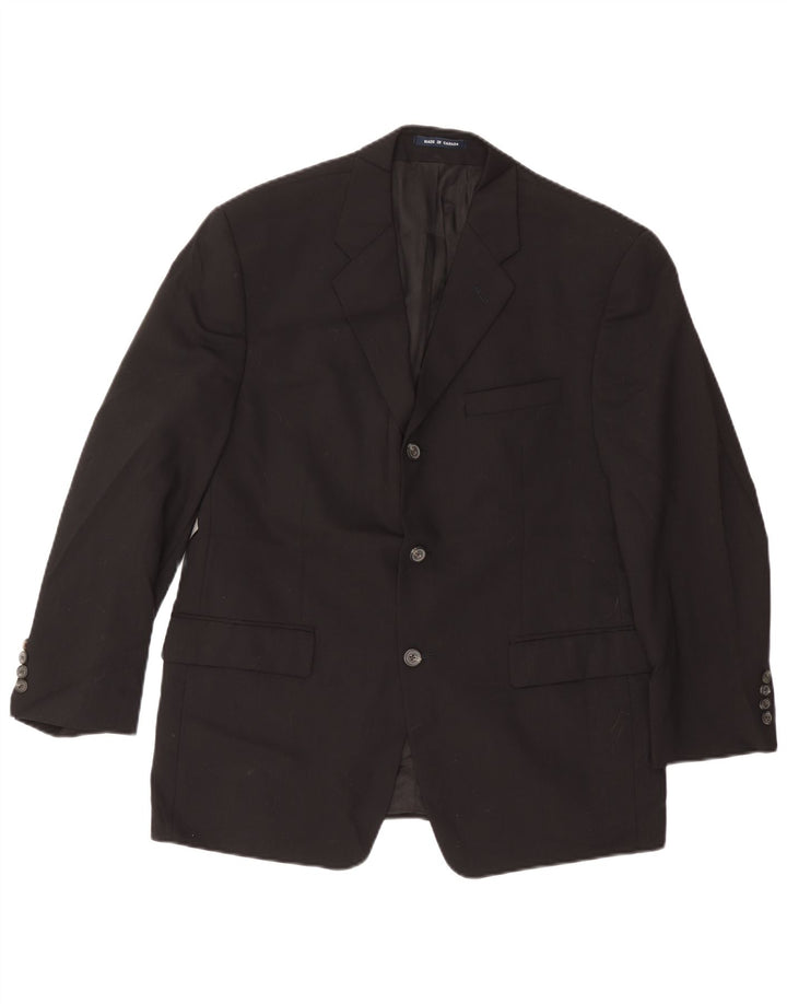 Chaps Veste Blazer 3 Boutons Homme UK 38 Laine Noir Moyen