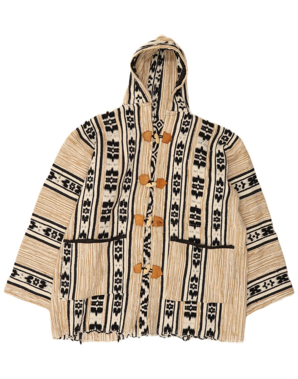 vintage Femme Cardigan à capuche Pull UK 20 2XL Beige Fair Isle