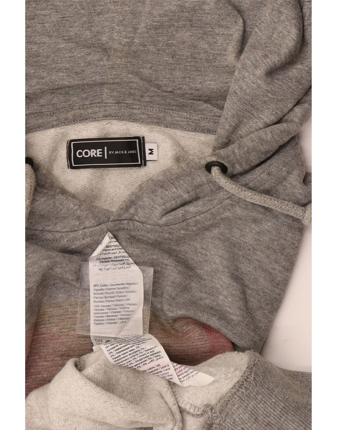 JACK & JONES Pull à Capuche Graphique Homme Gris Moyen Coton