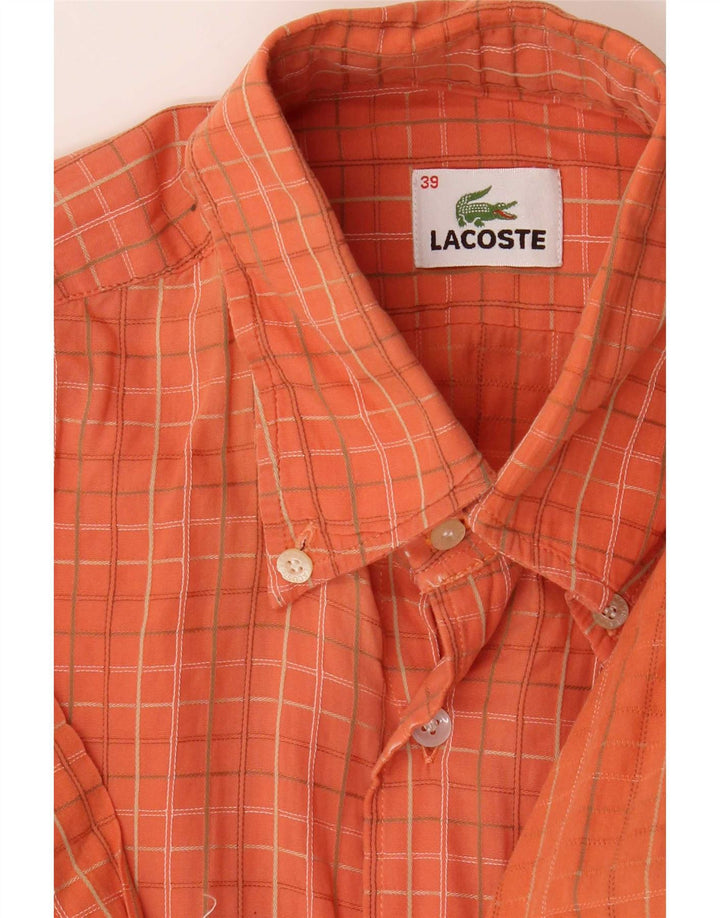 Lacoste Chemise Homme Taille 39 Coton à Carreaux Orange Moyen