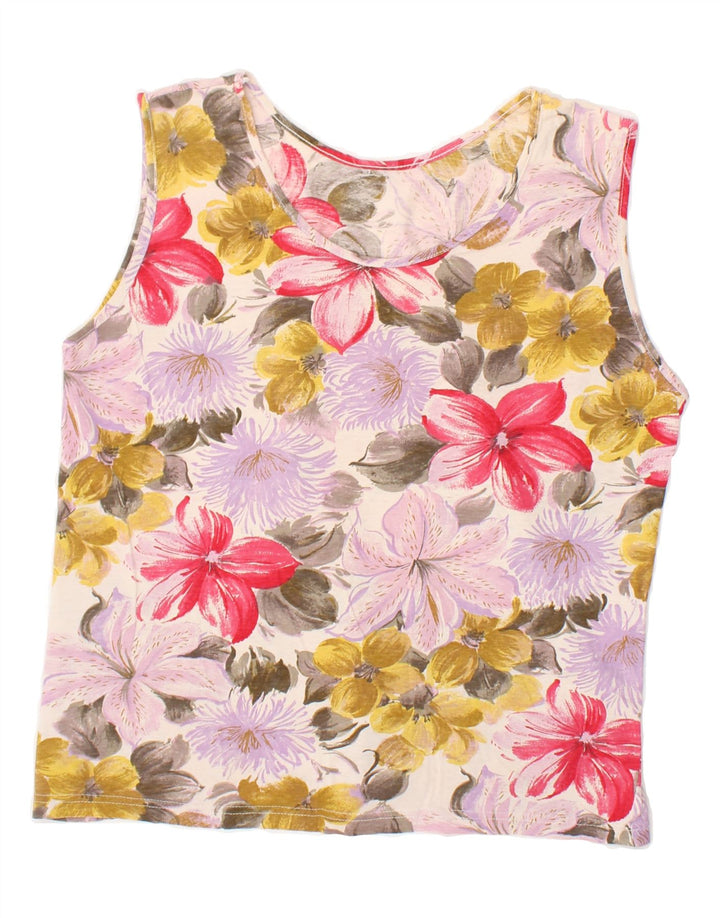 VINTAGE Womens Vest Top UK 14 Medium Multicoloured Floral Vintage Vintage and Second-Hand Vintage from Messina Hembry 