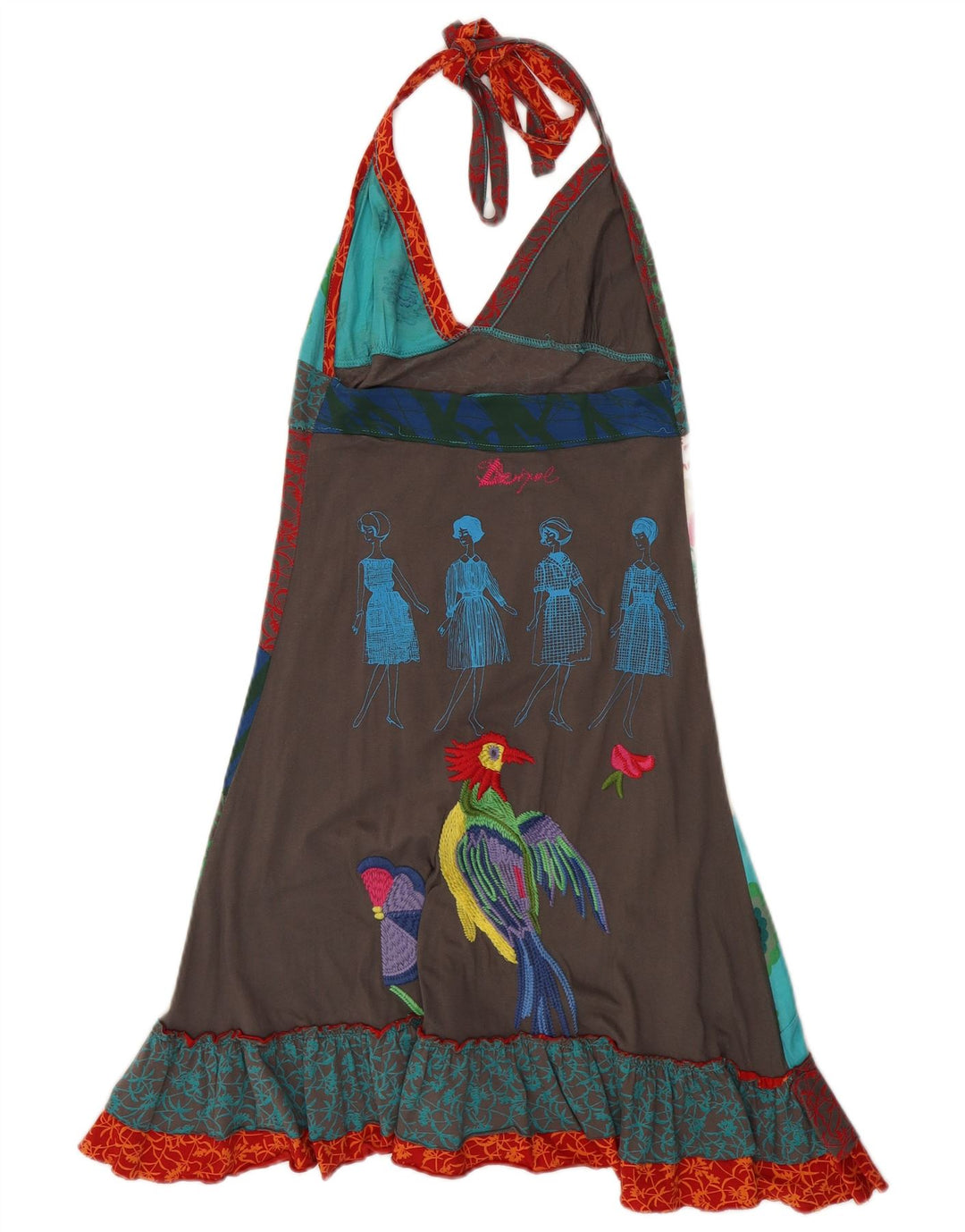 Desigual Robe Licou Graphique Femme UK 8 Petit Floral Multicolore