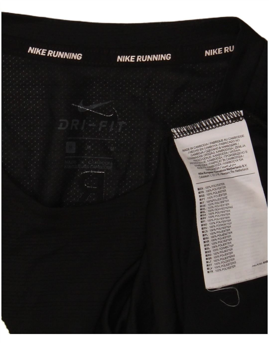 NIKE Femme Dri Fit Graphic T-Shirt Top Noir Moyen Polyester