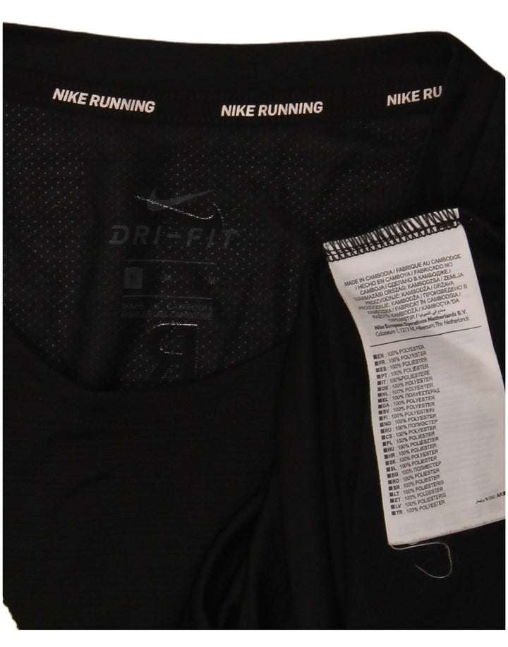 NIKE Femme Dri Fit Graphic T-Shirt Top Noir Moyen Polyester
