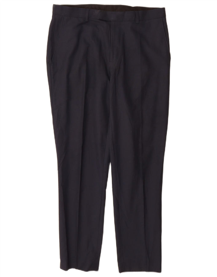 Marks & Spencer Pantalon de Costume Slim Homme W32 L29 Bleu Marine Polyester