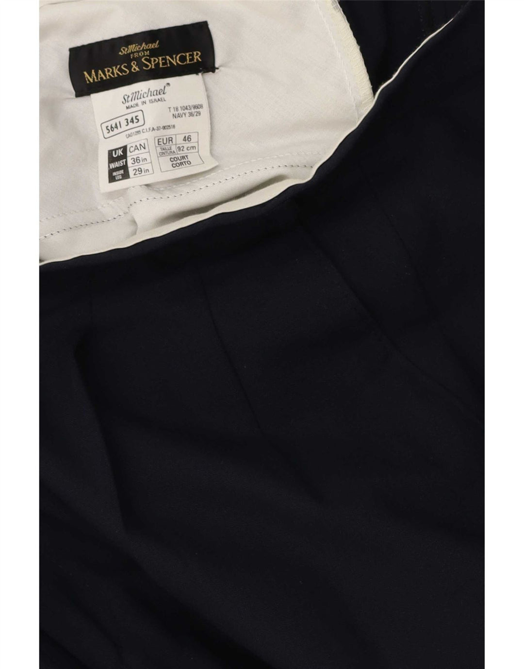 Marks & Spencer Pantalon de costume pour homme W36 L29 Bleu marine Polyester