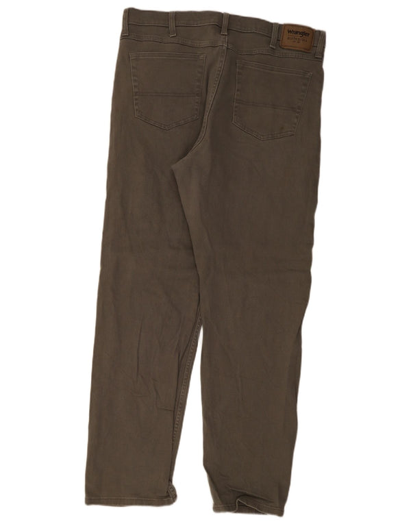 Wrangler Pantalon décontracté droit pour homme W37 L32 Kaki Coton