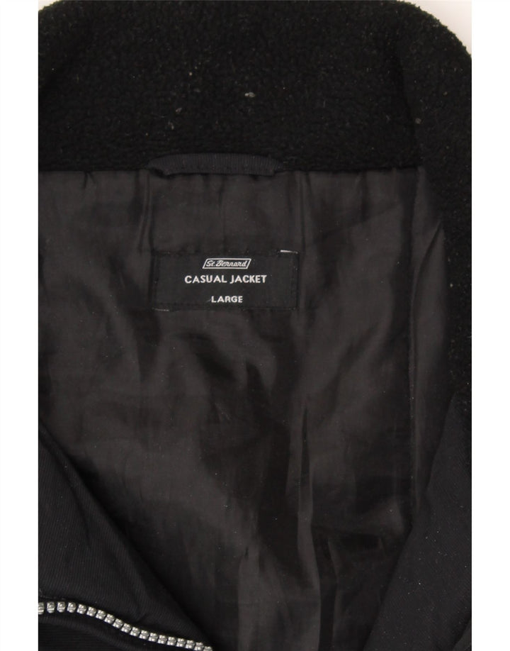 ST. BERNARD Mens Windbreaker Jacket UK 40 Large Black Nylon Vintage St. Bernard and Second-Hand St. Bernard from Messina Hembry 