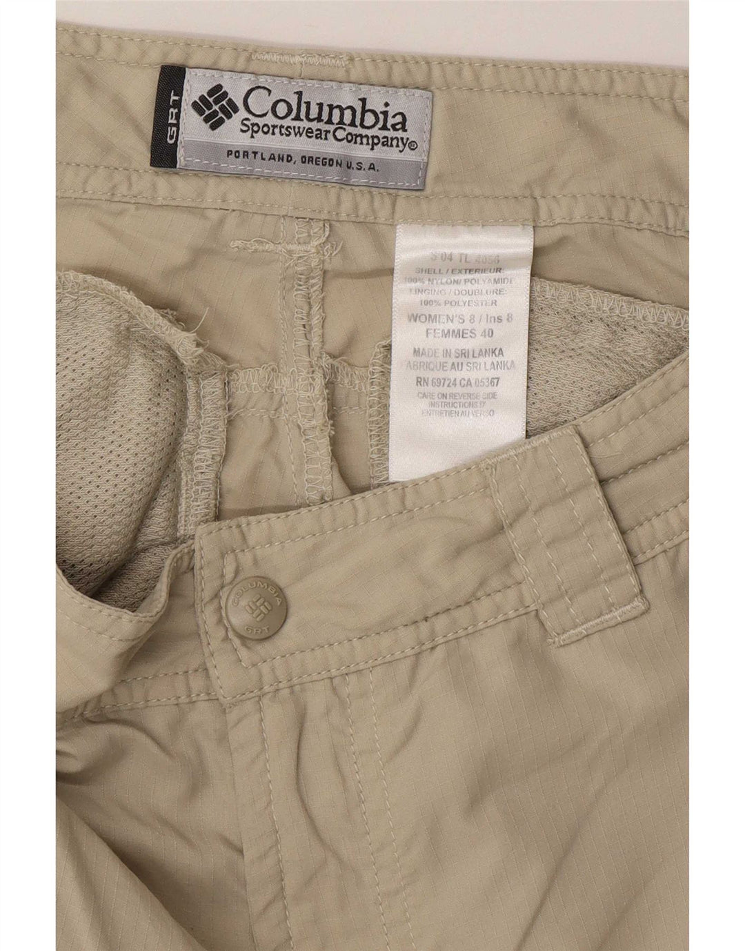Columbia Short Cargo Femme US 8 Medium W30 Nylon Beige